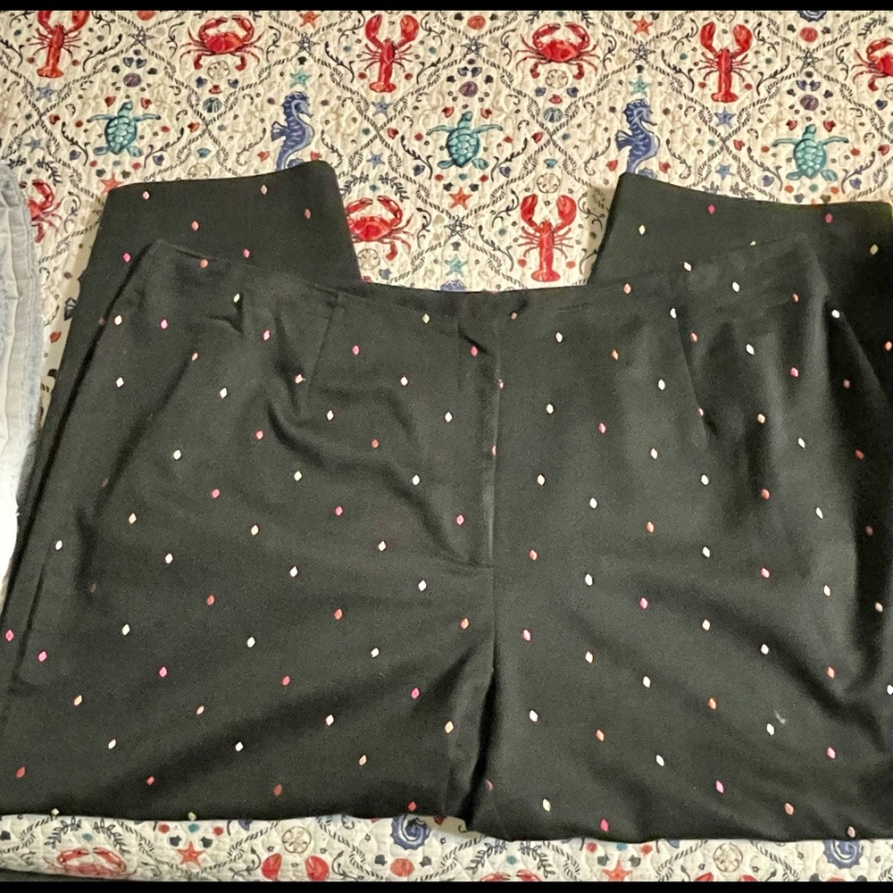 Diamond print ankle pants